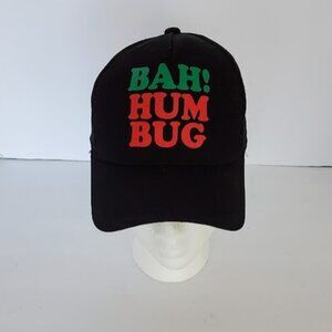 NWT Black Grinch 'Bah Hum Bug' Mesh Trucker Cap Hat Unisex Novelty Christmas